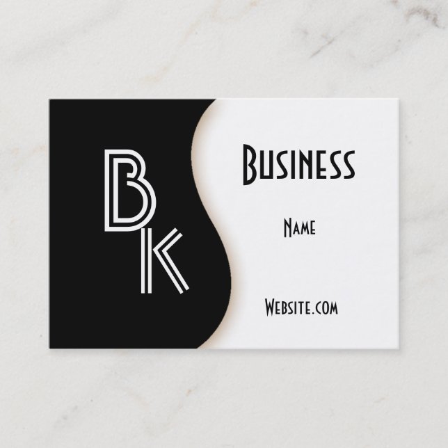 Profile Business Card Simple Black White (Front)