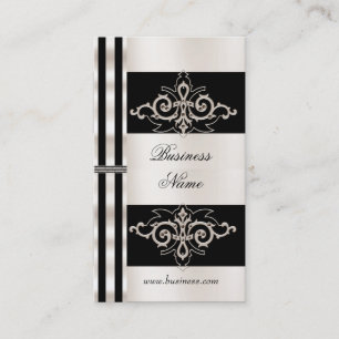Profile Card Business Art Deco Black Sepia Stripe