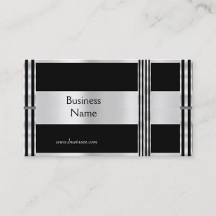 Profile Card Business Art Deco Black Silver Stripe