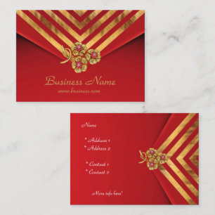 Profile Card Business Gold Stripe Red Velvet Jewel