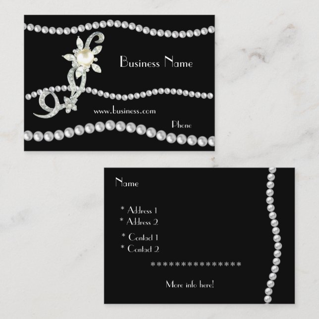 Profile Card Business Ornate Pearls Jewels (01420) (Front/Back)