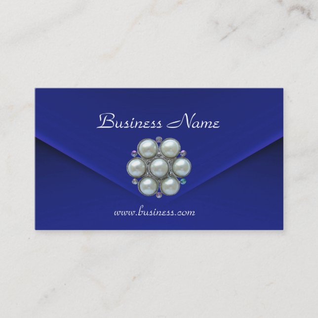 Profile Card Business Rich Blue Velvet Pearls (Front)