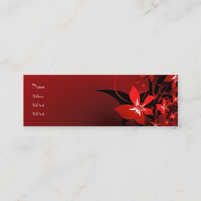 Profile Card Business Shady Red Floral long (Front)