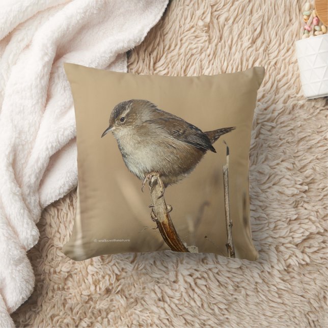 Profile of a Beautiful Marsh Wren Cushion (Blanket)