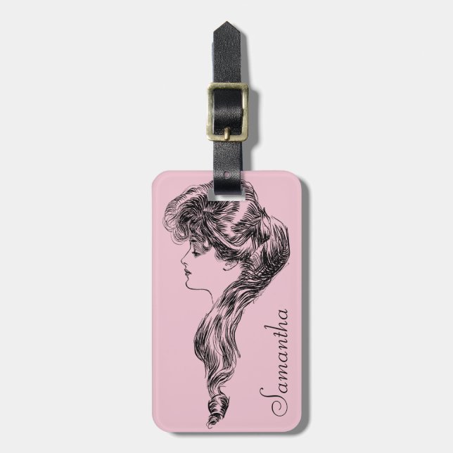 Profile Of A Gibson Girl, 1903 Luggage Tag (Front Vertical)