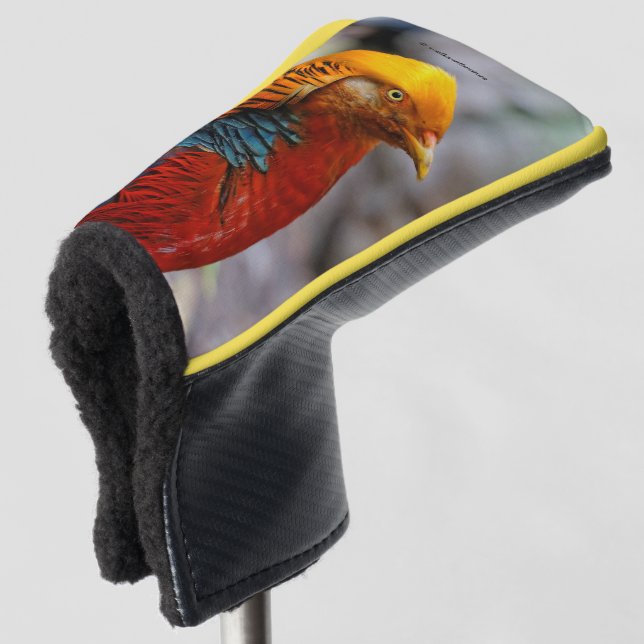 Profile of a Red Golden Pheasant Golf Head Cover (3/4 Front)