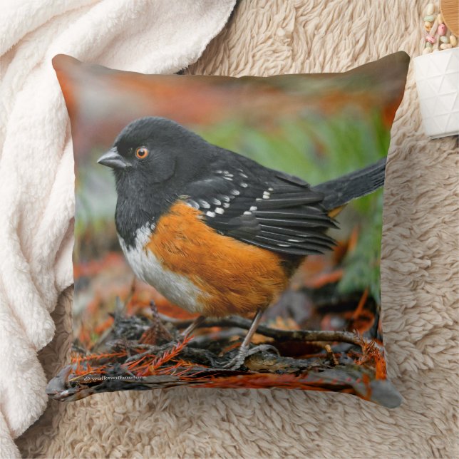 Profile of a Spotted Towhee Cushion (Blanket)