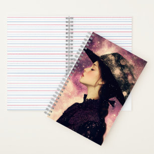 Profile of a Woman in a Black Hat- Celestial Muse Notebook