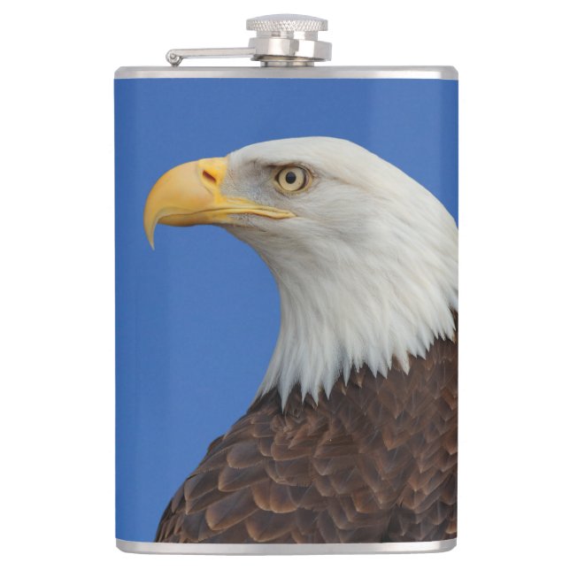 Profile of an Adult Bald Eagle Hip Flask (Front)