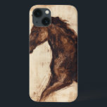 Profile of Brown Wild Horse iPhone 13 Case<br><div class="desc">The beauty of this dark horse is perfectly captured by two simple colours: brown and beige and the sharpness of the ink used in this painting makes it even more realistic. This contemporary fine art print representing a profile of a brown stallion will add character to any living room, dining...</div>