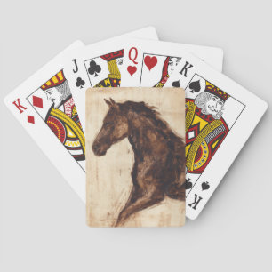 Profile of Brown Wild Horse Playing Cards