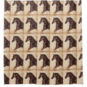 Profile of Brown Wild Horse Shower Curtain