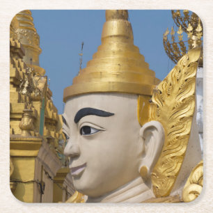 Profile Of Buddha Statue Square Paper Coaster