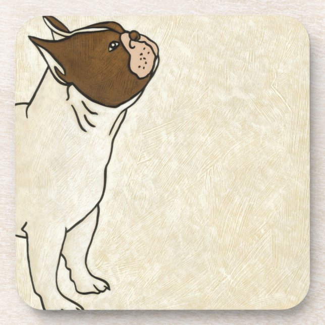 Profile of French Bulldog Looking Up Coaster (Front)