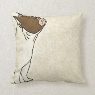 Profile of French Bulldog Looking Up Cushion
