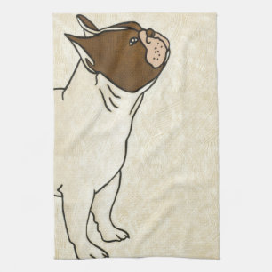 Profile of French Bulldog Looking Up Tea Towel