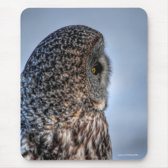 Profile of Great Grey Owl Wildlife Photo Portrait Mouse Mat (Front)