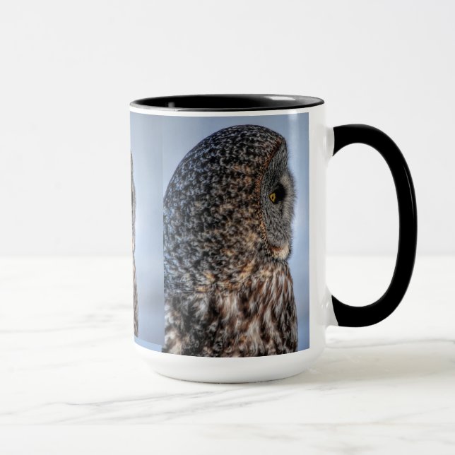 Profile of Great Grey Owl Wildlife Photo - Raptor Mug (Right)
