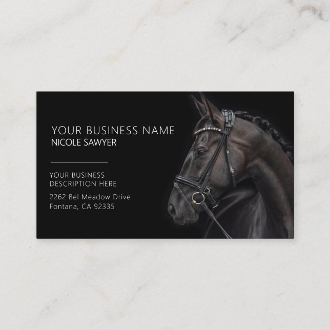 Profile of Horse Personalised Equine Horse Business Card (Front)