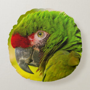 Profile of macaw at Santa Barbara Zoo Round Cushion