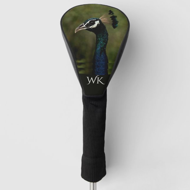 Profile of Peacock Initials Golf Head Cover (Front)