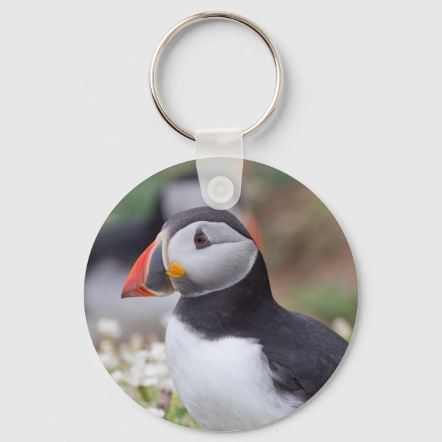 Profile of Puffin on Skomer Island Key Ring (Front)