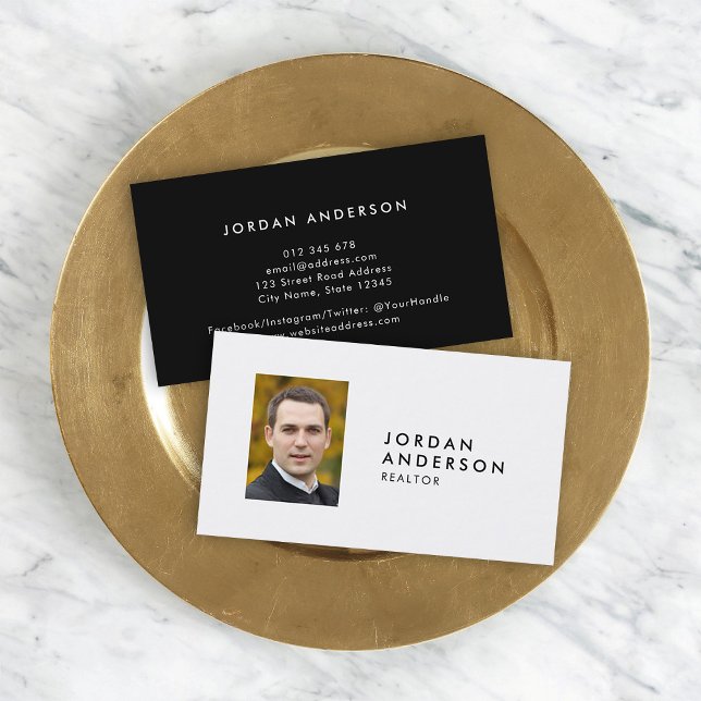 Profile Photo Simple Minimalist Editable Colour Business Card (Creator Uploaded)