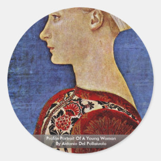 Profile Portrait Of A Young Woman Classic Round Sticker