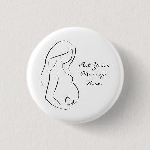 Profile Pregnant Woman Belly Heart 3 Cm Round Badge