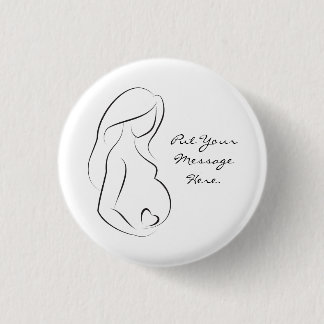 Profile Pregnant Woman Belly Heart 3 Cm Round Badge