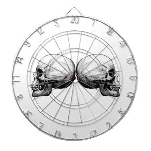 Profile Skull Black and White Dart Board