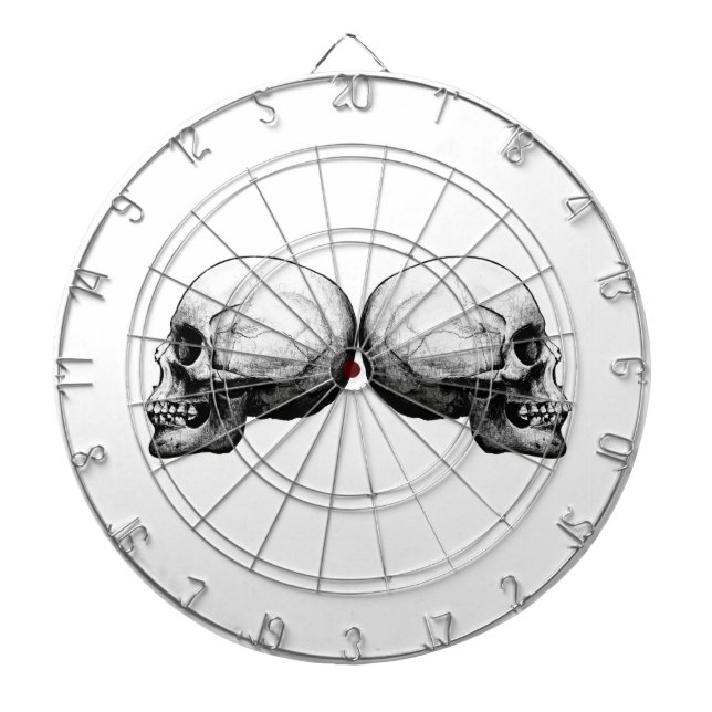 Profile Skull Black and White Dart Board (Front)