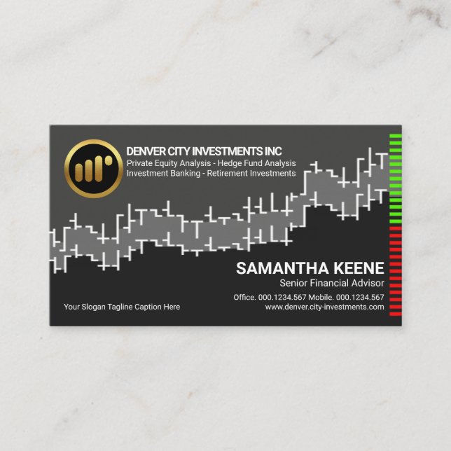 Profit Loss Column Stock Graph Financial Advisor Business Card (Front)