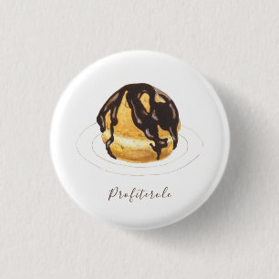 Profiterole watercolor 3 cm round badge