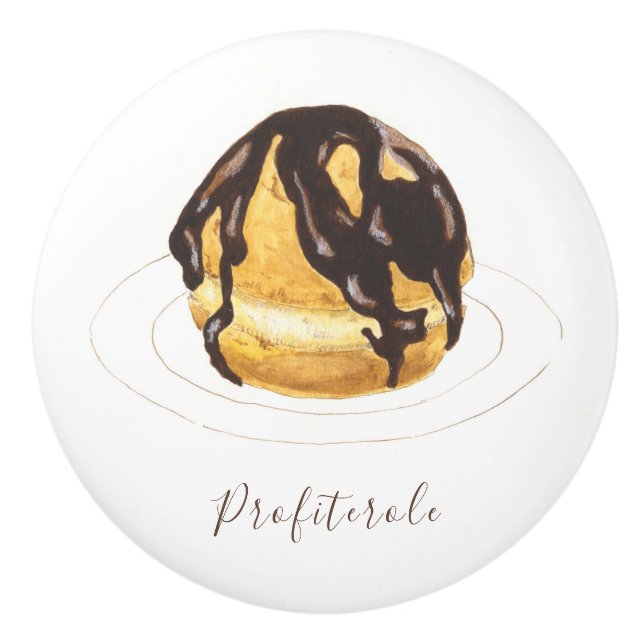 Profiterole watercolor ceramic knob (Front)