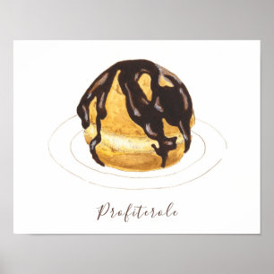 Profiterole watercolor poster