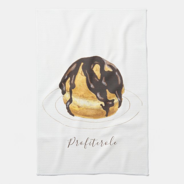 Profiterole watercolor tea towel (Vertical)