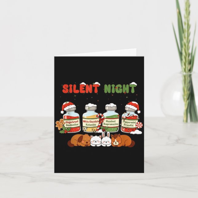 Profol Silent Night Funny Vet Tech Christmas  Card (Front)