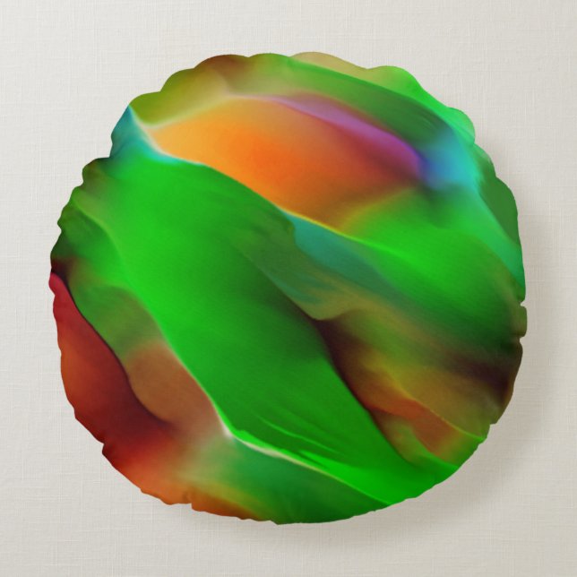 Profundity and coloured reliefs, green predominate round cushion (Front)