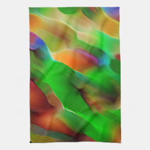 Profundity and coloured reliefs, green predominate tea towel