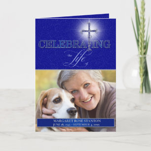 Program Celebration of Life Blue Christian Cross Programme