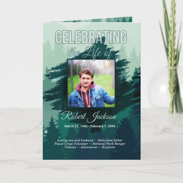 Program Celebration of Life Green Forest Pines Programme (Front)