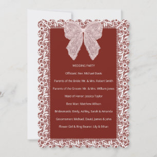 Program Ceremony Elegant Lace Red Card