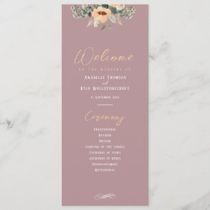 Program - Elegant floral pink, Wedding Programme