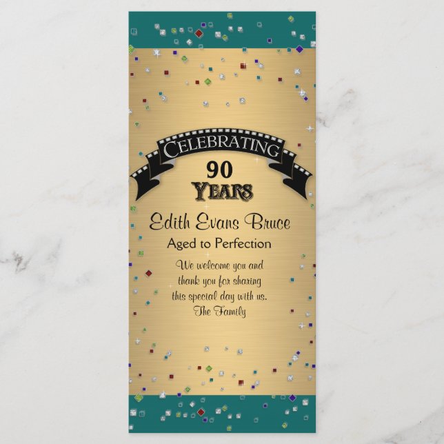 Program Jewel Confetti Birthday Party Celebration Programme (Front)