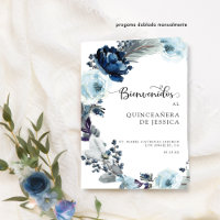 Programa de Quinceañera Azul con Flores