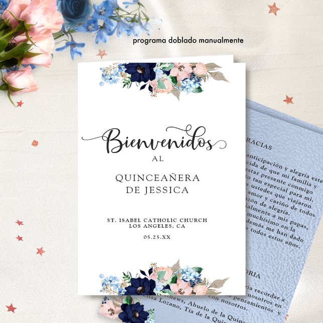 Programa de Quinceañera en Español, Azul y Rosa (Creator Uploaded)