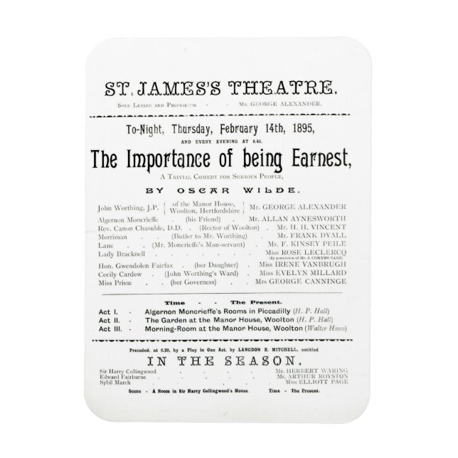 Programme for a performance of The Importance of B Magnet (Vertical)
