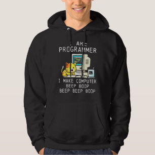 Programmer Cat Beep Boop Coding Hoodie