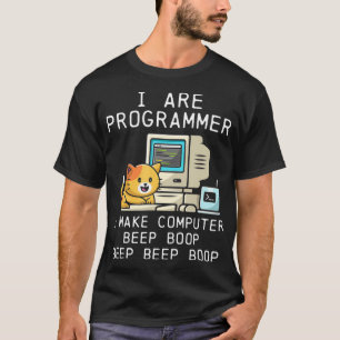 Programmer Cat Beep Boop Coding  T-Shirt